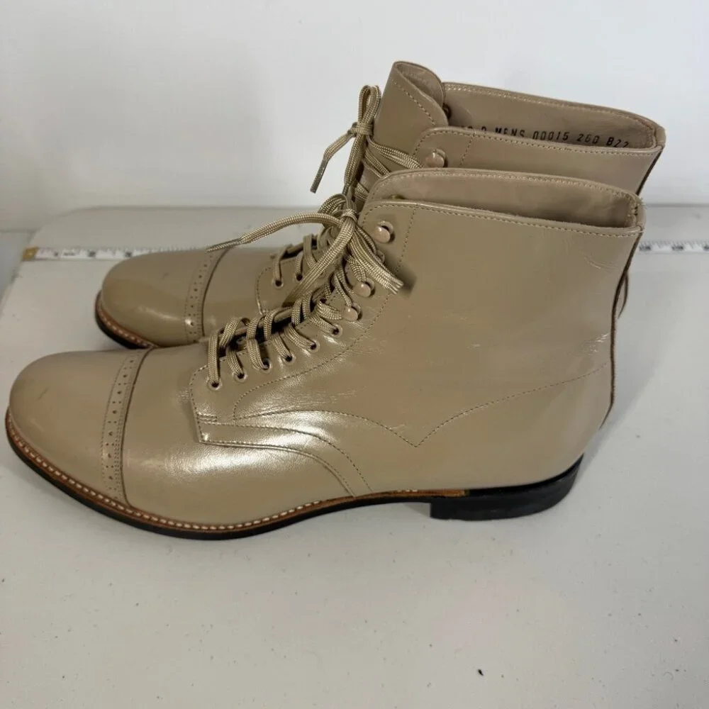 Stacy Adams Leather Upper Cap Toe Lace Up Boots Size 10 D Dress Shoes Formal